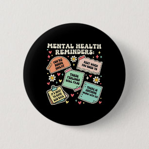 Macaron Rond 5 Cm Rappel de santé mentale anxiété positive Soyez gen