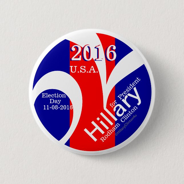 Macaron Rond 5 Cm Rappel Hillary d'élection pour le président 2016 (Devant)