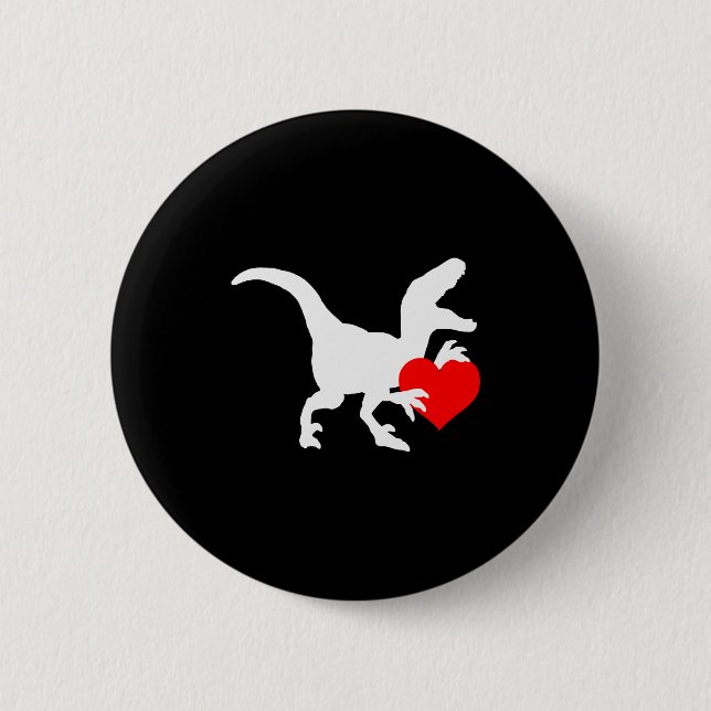 Macaron Rond 5 Cm Raptor Love Valentines Day Gift Dino Raptor Heart  (Devant)