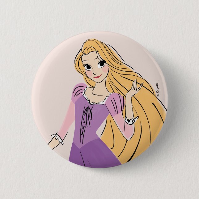 Macaron Rond 5 Cm Rapunzel en mouvement (Devant)