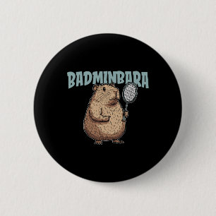 Macaron Rond 5 Cm Raquet de navette Badminbara - Équipe Badminton Ca