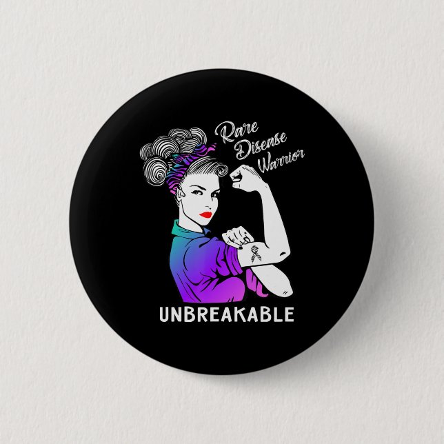 Macaron Rond 5 Cm Rare Disease Warrior (Devant)