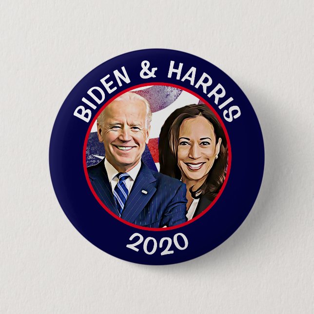 Macaron Rond 5 Cm Rassemblement électoral américain de Biden et Harr (Devant)