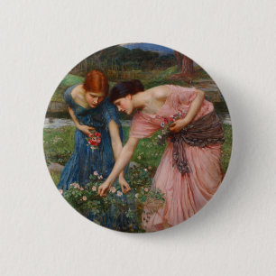 Macaron Rond 5 Cm Rassembler Ye Rosebuds par John W. Waterhouse