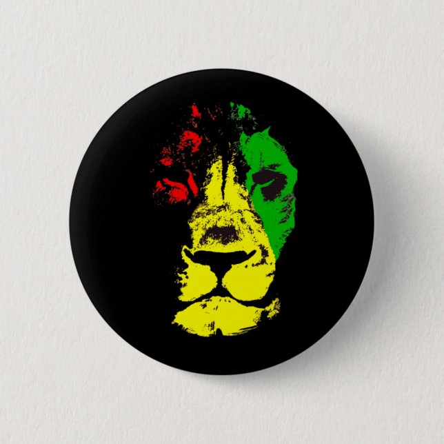Macaron Rond 5 Cm Rasta - Lion De Juda (Devant)