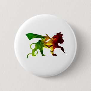 Macaron Rond 5 Cm RASTA Lion de Juda Rouge Or Vert