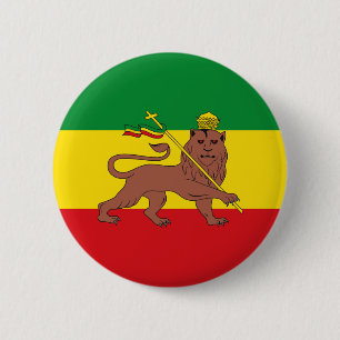Macaron Rond 5 Cm Rastafarian Flag of Ethiopia Lion of Judah Postcar