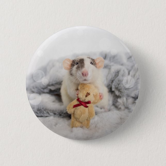 Macaron Rond 5 Cm Rat avec le bouton Teddy Bear (Devant)