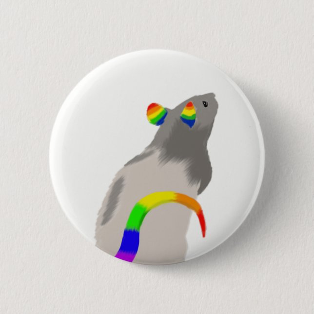 Macaron Rond 5 Cm Rat d'arc-en-ciel (Devant)