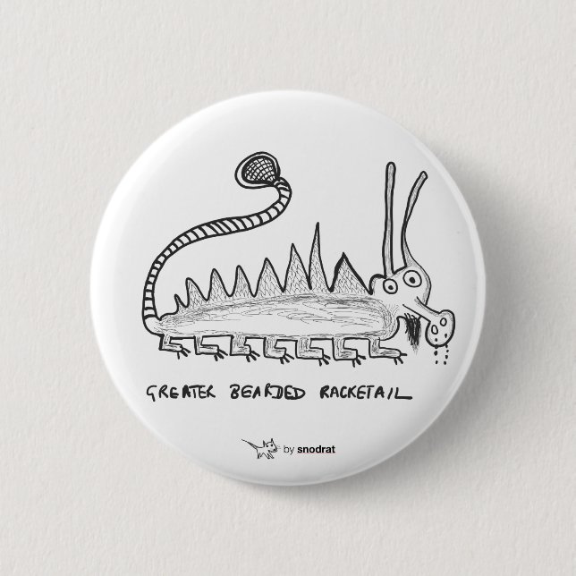 Macaron Rond 5 Cm Rat de Snod : Plus grand Racketail barbu (Devant)