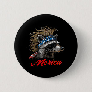 Macaron Rond 5 Cm Raton laveur - Fête du 4 juillet Mères drapeau amé