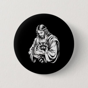 Macaron Rond 5 Cm Raton laveur Jésus Raton laveur détruit Raton lave