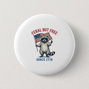 Macaron Rond 5 Cm Raton laveur patriotique sauvage mais libre Chemis