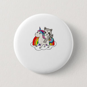 Macaron Rond 5 Cm Raton laveur sur licorne animaux arc-en-ciel licor