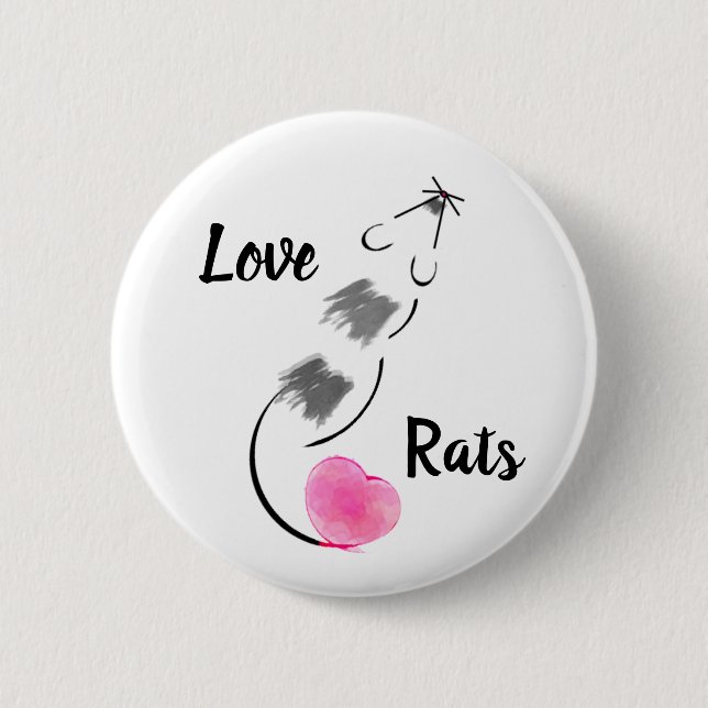 Macaron Rond 5 Cm Rats d'amour - ombragés (Devant)