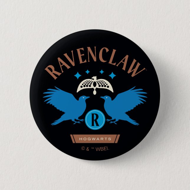 Macaron Rond 5 Cm RAVENCLAW™ Maison double aigle Diadem Graphique (Devant)