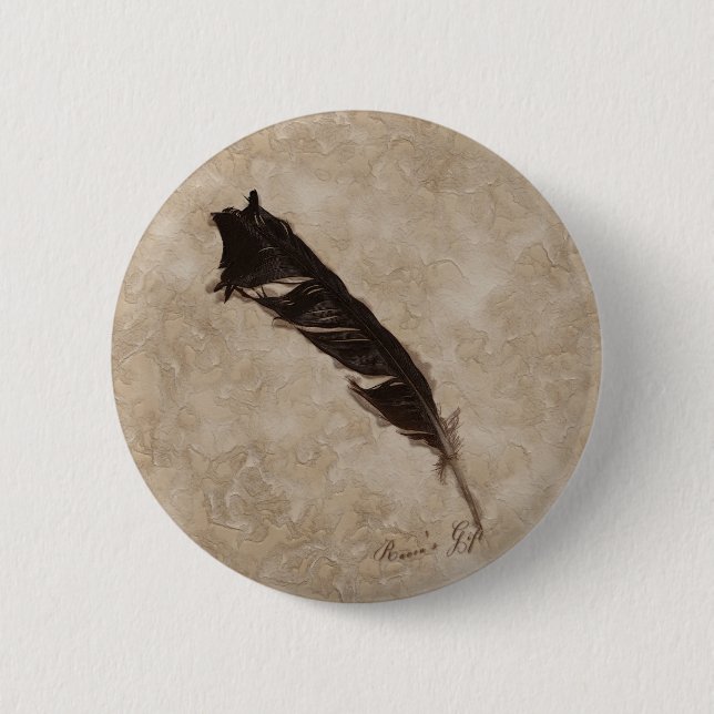 Macaron Rond 5 Cm Raven's Feather Bird-lover Crow design (Devant)