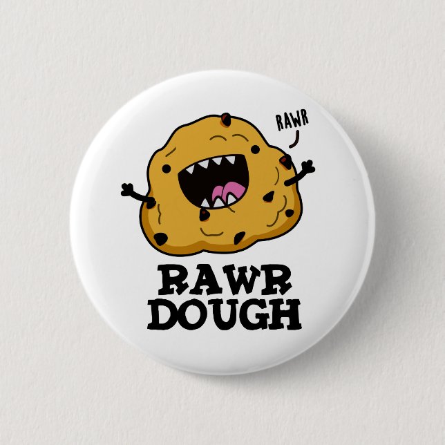 Macaron Rond 5 Cm Rawr Dough Funny Food Pun (Devant)
