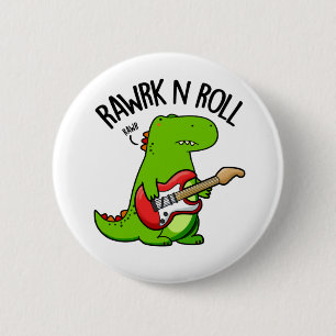 Macaron Rond 5 Cm Rawrk And Roll Funny Rocker Dinosaur Pun