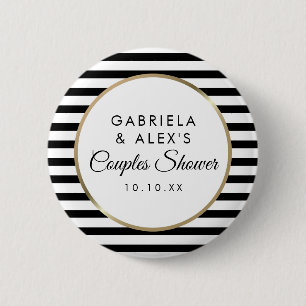 Macaron Rond 5 Cm Rayure noire Élégant Mariage Couple Enterrement de
