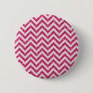 Macaron Rond 5 Cm Rayure rose scintillante de Chevron de parties