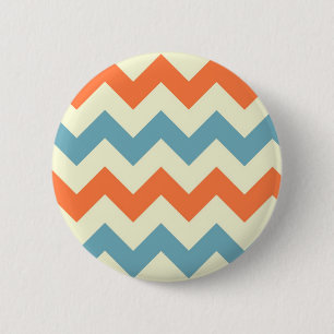 Macaron Rond 5 Cm Rayures bleues et oranges en pastel de Chevron