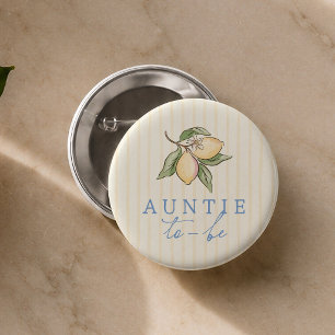 Macaron Rond 5 Cm Rayures Jaune Citron Baby Shower Tante À Venir