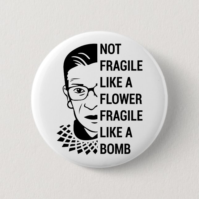Macaron Rond 5 Cm RBG célèbre, Ruth Bader Ginsburg, RBG féministe (Devant)