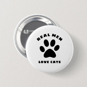 Macaron Rond 5 Cm Real Men Love Cats Texte Personnalisé
