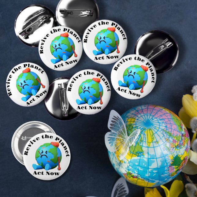 Macaron Rond 5 Cm Réanimez le bouton Planet (Créateur téléchargé)