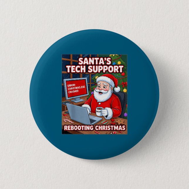 Macaron Rond 5 Cm Rebooting Tech Santa s Support Tee (Devant)