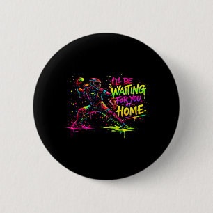 Macaron Rond 5 Cm Receveur de softball, je serai à la maison en coul