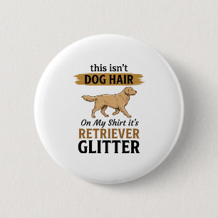Macaron Rond 5 Cm Récupérateur Paillettes Amusant Amateur de Chien D