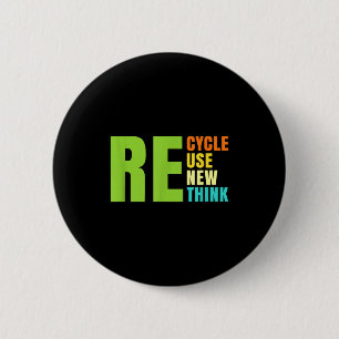 Macaron Rond 5 Cm Recycler Réutiliser Renouveler Repenser Crise Envi