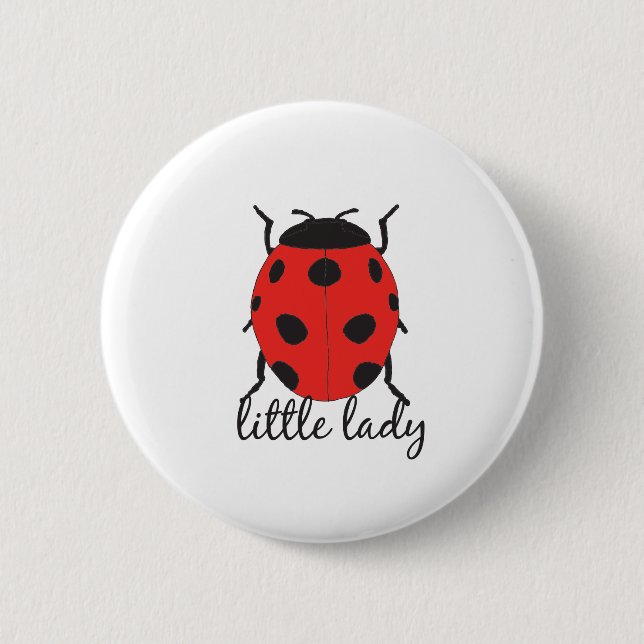 Macaron Rond 5 Cm Red & Black Baby Ladybug mignon Red Ladybug Insect (Devant)