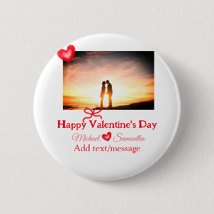 Macaron Rond 5 Cm Red bow valentine's day ajouter photo nom coeur am