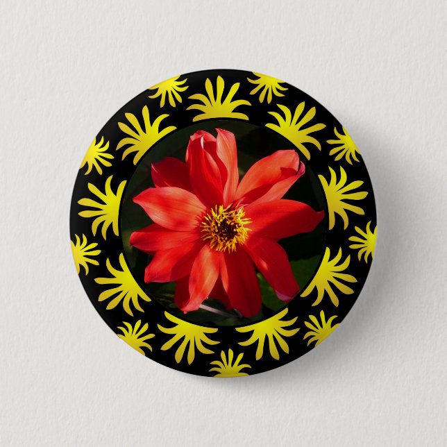 Macaron Rond 5 Cm Red Dahlia (Evêque de Llandaff) - Bling (Devant)