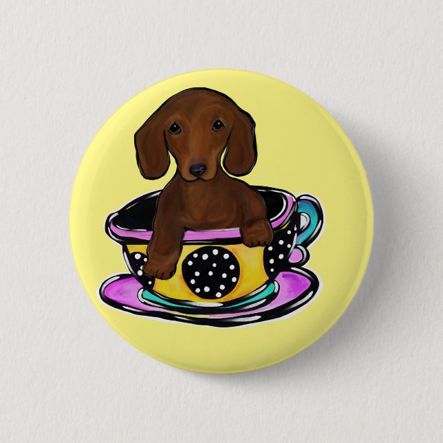 Macaron Rond 5 Cm Red Doxie (Devant)