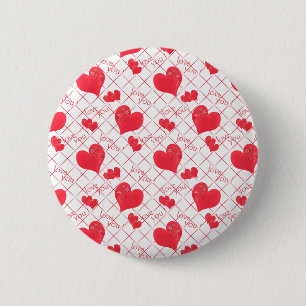 Macaron Rond 5 Cm Red hearts, texte, love you, red and white.