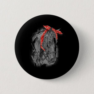 Macaron Rond 5 Cm Red Horse Bandana Pour L'Équitation