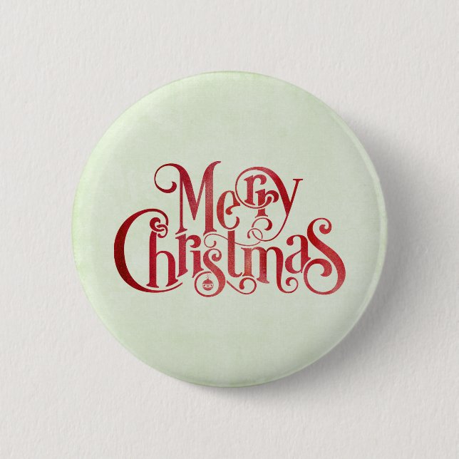 Macaron Rond 5 Cm Red Joyeux Noël Typographie Festive Police (Devant)
