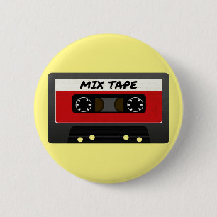 Macaron Rond 5 Cm Red Mix Tape - 80s And 90s Retro Inspired Gift