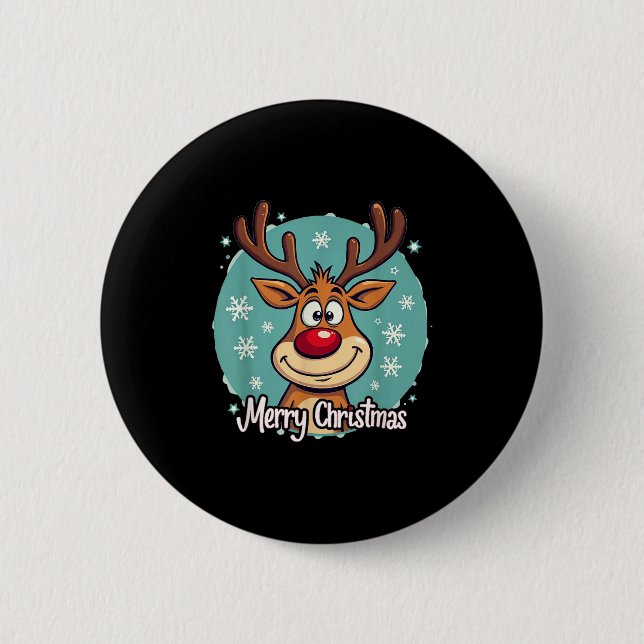 Macaron Rond 5 Cm Red Nose Reindeer Funny Merry Christmas Men Women  (Devant)
