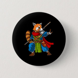 Macaron Rond 5 Cm Red Panda Bear Ninja Samurai Warrior Funny Kung Fu