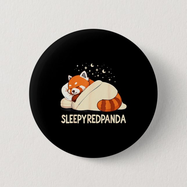 Macaron Rond 5 Cm Red Panda Sleep Pajamas  (Devant)