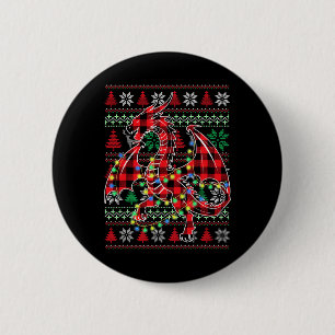 Macaron Rond 5 Cm Red Plaid Dragon lumières de Noël laid Noël S