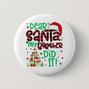 Macaron Rond 5 Cm Red Plaid Santa Hat Correspondance Cher Père Noël