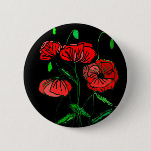 Macaron Rond 5 Cm Red Poppy Art -