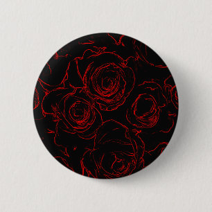 Macaron Rond 5 Cm Red Roses Arrière - plan noir