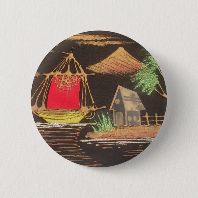 Macaron Rond 5 Cm Red Sailboat Paysage peinture à l'huile Imprimer (Devant)